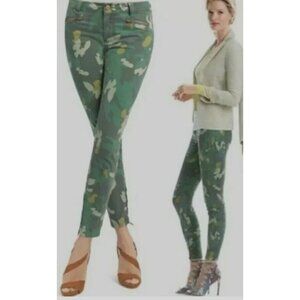 CAbi Camo Jeans womens Sz 0 (27x28.5) Clover Skinny Stretch Zipper ankles EUC